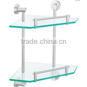Aluminum Dual Tier Corner Glass Shelf thumbnail-1