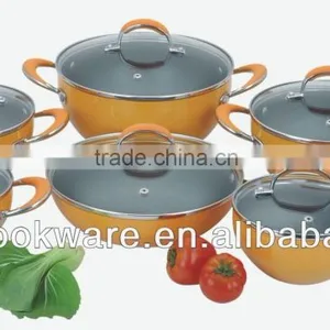 2015 New Products 12PCS High Quality 2.5mm Hard Anodized Aluminium Cookware Set With Color High Temperature Paint For Wholesale thumbnail-1