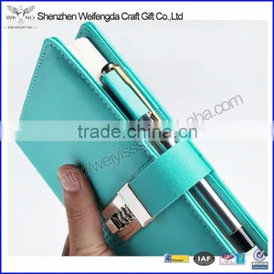 2016 New Design Promotion Pretty Leather Notebook With Lock & Pen thumbnail-1