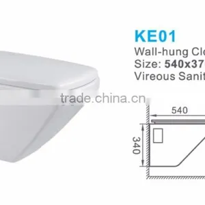Square One Piece Wall-Hung Toilet/ P-trap Wash Down Toilets KE01 thumbnail-2