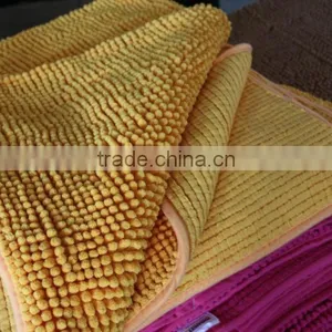Hot Melt Glue Chenille Bathroom Mat With Anti-slip Base thumbnail-1