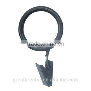 Matt Black Metal Curtain Ring W/Clip And Eyelet for 13mm/16mm/19mm Curtain Rod thumbnail-2