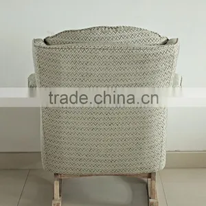 Modern Style With Variety of Fabrics Covered Wooden Armchair Fabric Rocking Chair thumbnail-2