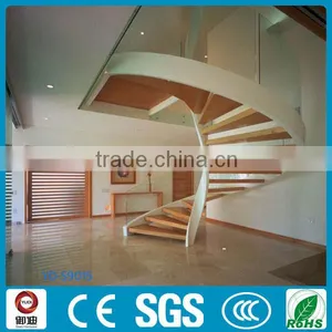 Stainless Beam and Wood Tread Helical Stair thumbnail-4