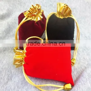 Professional Gold Microfiber Top Mini Velvet Bag Soft With Aglets thumbnail-1