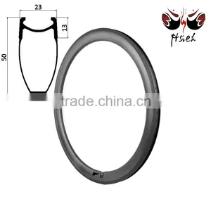 700C 50mm Deep Carbon Rims China Clincher Tubeless, Aero Carbon Rims China 20.5mm / 23mm / 25mm Width Bicycle Rims thumbnail-2