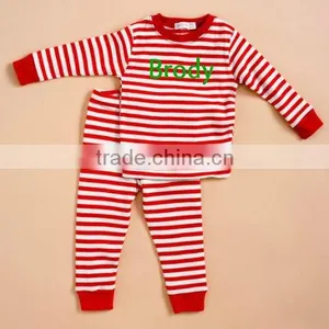 Christmas Striped Pajamas/ Organic Cotton Pajamas/red Stripe thumbnail-1