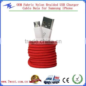 Fabric Braided Micro USB Cable Custom USB Charger Cable for Android Smartphone thumbnail-1