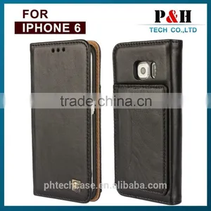 Vintage Customized Litchi Grain Genuine Real Cow Leather Flip Cover Case For IPhone 6 / 6 Plus thumbnail-6