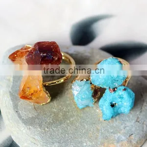 Alloy Citrine Druzy Agate Ring thumbnail-6