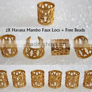 Dread Lock Dreadlocks Braiding Beads Golden Metal Cuffs Hair Accessories Decoration Filigree Tube 8mm 10pcs Pack Quality Choice thumbnail-2