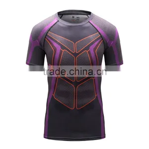 2016 New Design Online Wholesale Shop Gym Fintess Sport Printing T Shirts Fast Drying Fitness GYM Base Layer Tops thumbnail-5