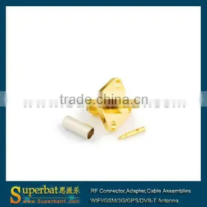 RP SMA Female Crimp Flange Connector for LMR100 RG316 RG174 thumbnail-1