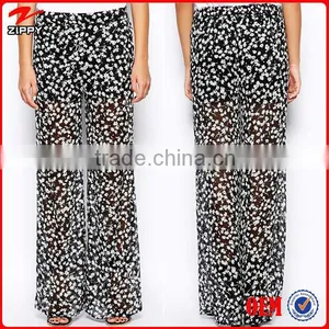 New Style Loose Fit Semi-sheer Chiffon Women's Pants Palazzo Pants thumbnail-1