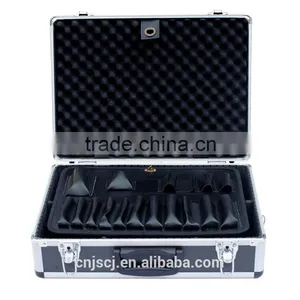 Permanent Protection With Foam Inserts Black Grooming Professional Aluminum Tool Case With Dividers Shoulder Belt thumbnail-3