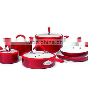 XJ-12618 Eluminum Advanced Ceramic Scratch Resistant Eco Friendly 10pcs Cookware Set thumbnail-1