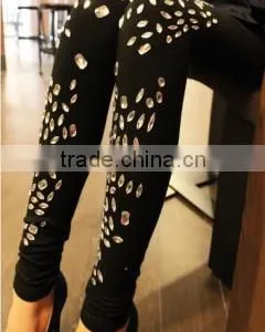 Leggings With Crystal Decoration Girls Hot Leggings , Summer Slim Leggings thumbnail-1