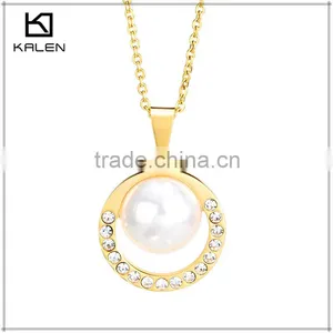 Wholesale Low Price Fashion Golden With Fake Diamond Stainless Steel Jewelry thumbnail-2