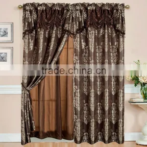 2 Layers Bedroom Curtain Fringe Jacquard Curtain In Luxury Valance With Back thumbnail-4