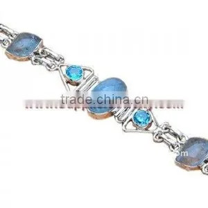 925 Sterling Silver Jewellery Manufacturers Antique Wedding Carat Aquamarine Engagement Bracelets thumbnail-1