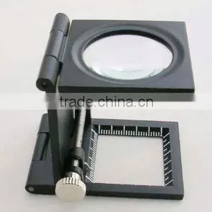 9005C Folding Magnifying Glass With Zinc Alloy Black Frame ,8x Optical Glass, With Calibration and Finger thumbnail-1