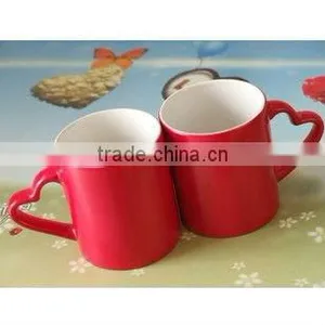 Hot Sale Heart-shaped Handle Ceramic Cup for Lovers Wholesale thumbnail-1