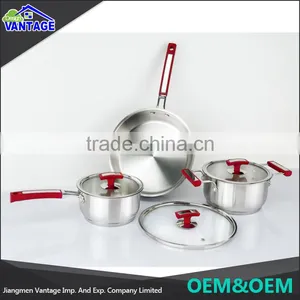 Good Quality Wholesale Mirror Polish 3pcs Cookware Stainless With Silicone Handle thumbnail-2