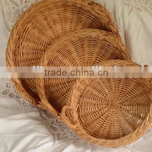 Round Tray, Round Basket Tray, Round Wicker Tray, Handled Basket Tray, thumbnail-1