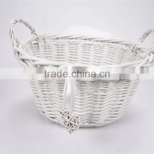 Deep Oval White Wicker Kitchen Crafts Bathroom Storage Basket Wholesale thumbnail-2