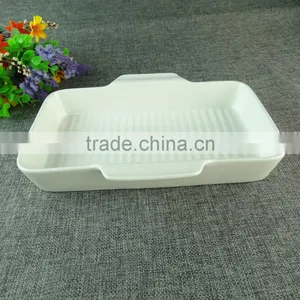 High Quality Large White Ceramic Bakeware Set Stock Baking Dish With Two Handles thumbnail-2