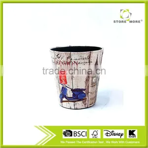 London Print Waste Bin Faux Leather Open Top Standing Trash Can thumbnail-1
