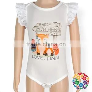 New Design Cotton Boutique Clothing Little Girls Lace Flutter Sleeve Rompers Summer Baby Girls Beach Romper thumbnail-4