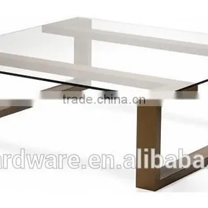 Bronze Stainless Steel Base Glass Coffee Table thumbnail-1