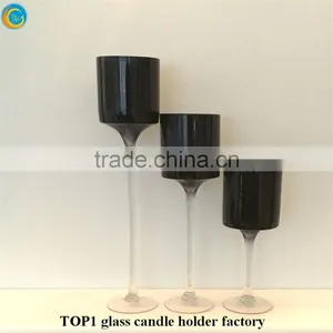 Clear Glass Long Stemmed Hurricane Candle Holder for Wedding thumbnail-6