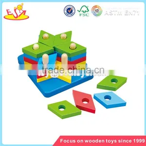 Wholesale Colorful Wooden Stacking Blocks Toy Beautiful Toddler Wooden Stacking Blocks Toy W13E001 thumbnail-1