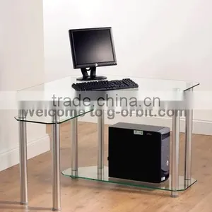 Metal Frame Design Modern Glass Computer Table thumbnail-3