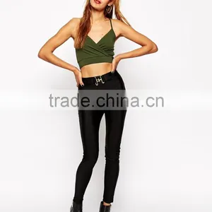Latest Arrival Strappy Crop V-neckline Top With Wrap Front thumbnail-1