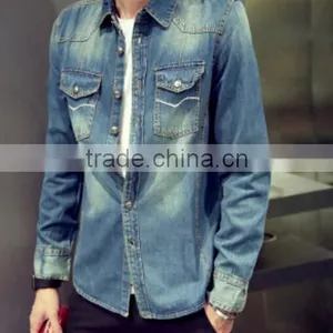 Factory Direct Supply Fashion Man Clothes /High Quality Men Denim Shirt thumbnail-1