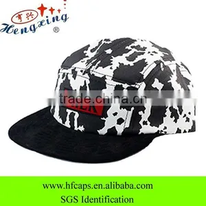 Flat Brim Adjustable Custom 5 Panel Zebra Print Hats thumbnail-1