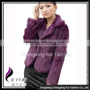 CX-G-A-201 Custom Fashion Rabbit Fur Long Sleeves Women Coat thumbnail-6