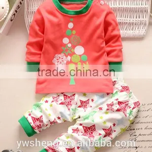 Latest Embroidery Designs Suits 100% Cotton Children Baby Christmas Striped Pajamas thumbnail-1