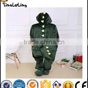 Autumn Winter Flannel Lovers Couples Animal Pajamas One Piece Cartoon Sleepwear Halloween Pink/Green Dinosaur Cosplay Pajama thumbnail-2
