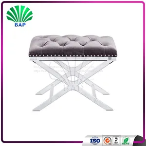 European Stylish One Seat X-Shape Leg Stool Soft Cushion Bench Piano Stool Bench thumbnail-3