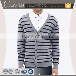V-neck Long-sleeve Knitted Cotton Material Knitted Cardigan Mens Sweater Design thumbnail-1