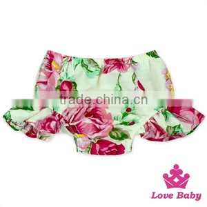 New Style Blowers Flower Printed Ruffle Baby Shorts Lace Stringy Selvedge Beautiful Babay Cloth Short Pants thumbnail-1