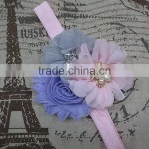 China Wholesale Pearl Button Centered Flower Hairband, Baby Girls Flower Hair Accessories thumbnail-3