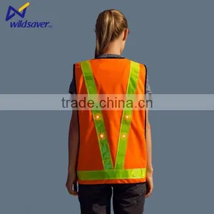 Quick Dry Breathable Waistcoat Fluorescent Yellow Orange Blue LED Safety Vest thumbnail-1