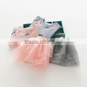 Autumn New Style Flower Printing Tops and Tutu Culotte Girls Boutique Clothing Set thumbnail-1