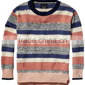Stripe Crew Neck Boys Pullover Sweater Design thumbnail-1