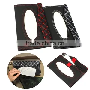 Car Sun Visor Tissue Paper Box Case Auto Interior Decoration Accessories Holder Napkin Clip PU Leather thumbnail-6